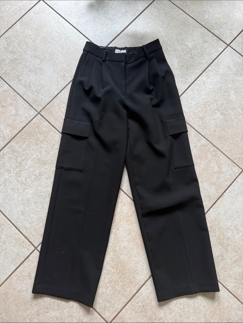 Babaton Black Wide-Leg Cargo Trousers